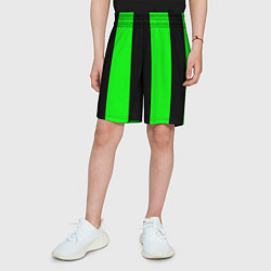 Шорты детские Color green black line, цвет: 3D-принт — фото 2