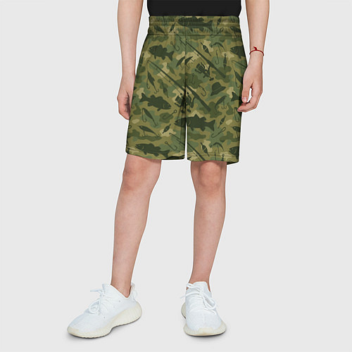 Детские шорты Камуфляж рыболовный / 3D-принт – фото 3