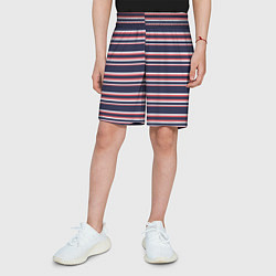 Шорты детские Полосы сине-кораловые, цвет: 3D-принт — фото 2