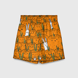 Шорты детские Милый кролики в морковном поле, цвет: 3D-принт