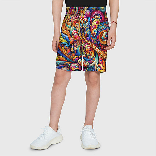 Детские шорты Красочный абстрактный паттерн - нейроарт / 3D-принт – фото 3