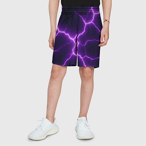 Детские шорты Фиолетовые молнии / 3D-принт – фото 3