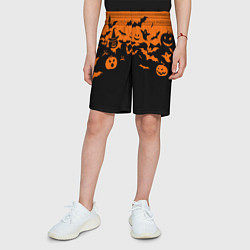 Шорты детские Хэллоуин тыквы и призраки, цвет: 3D-принт — фото 2