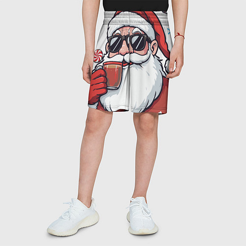 Детские шорты Санта Клаус в стильных солнцезащитных очках / 3D-принт – фото 3
