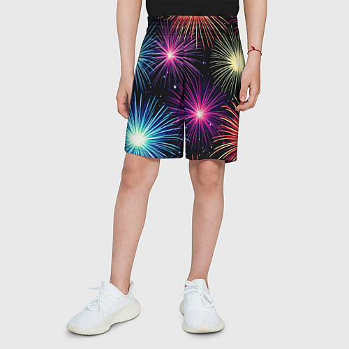 Детские шорты Стилизованный праздничный салют / 3D-принт – фото 3