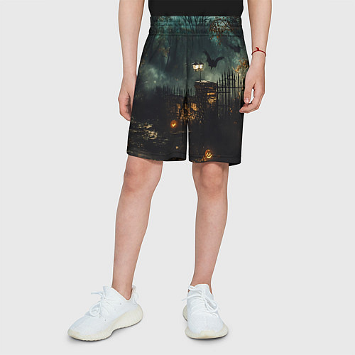 Детские шорты Ночь тыкв и теней / 3D-принт – фото 3