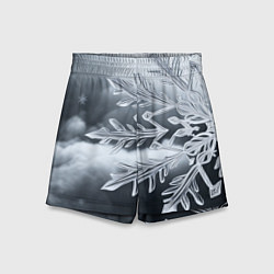 Шорты детские Снежинка на черно белое, цвет: 3D-принт