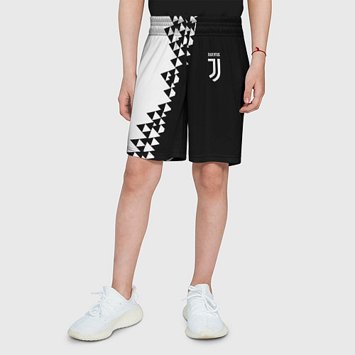 Детские шорты Juventus черно белая геометрия текстура / 3D-принт – фото 3