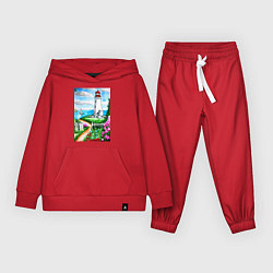 Костюм хлопковый детский Маяк на берегу, цвет: красный