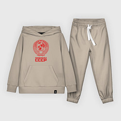 Костюм хлопковый детский Рожденный в СССР: Советский союз, цвет: миндальный