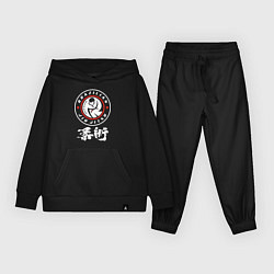 Костюм хлопковый детский Brazilian splashes Jiu jitsu fighter logo, цвет: черный