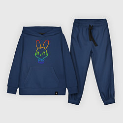 Костюм хлопковый детский Радужный кролик, цвет: тёмно-синий