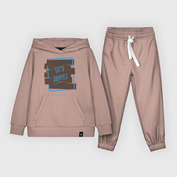 Костюм хлопковый детский Дед Мороз Надпись на досках, цвет: пыльно-розовый