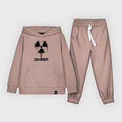 Костюм хлопковый детский Danger radiation symbol, цвет: пыльно-розовый