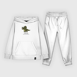 Костюм хлопковый детский Динозавр трицератопс Тёмазавр, цвет: белый