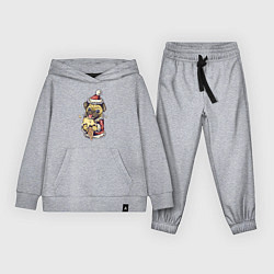 Костюм хлопковый детский Новогодний мопсик с мороженым, цвет: меланж