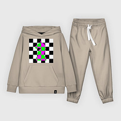Костюм хлопковый детский Конь шахматный, цвет: миндальный