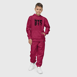 Костюм хлопковый детский BTS logo, цвет: маджента — фото 2
