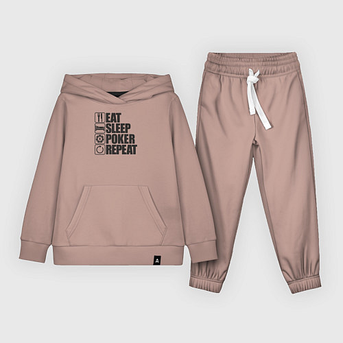Детский костюм Eat, sleep, poker, repeat / Пыльно-розовый – фото 1