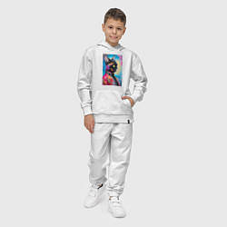 Костюм хлопковый детский Кисуля в модной куртке - нейросеть, цвет: белый — фото 2