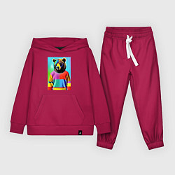Костюм хлопковый детский Мишутка в пэчворк свитере - поп-арт ai, цвет: маджента
