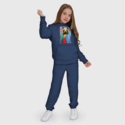 Костюм хлопковый детский Мишутка в модном прикиде - поп-арт - нейросеть, цвет: тёмно-синий — фото 2