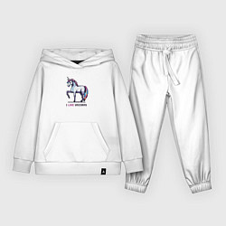 Костюм хлопковый детский Пиксель единорог, цвет: белый