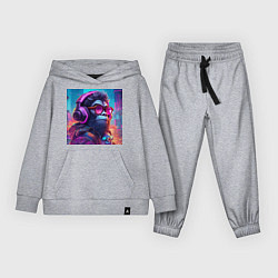 Костюм хлопковый детский Обезьяна в наушниках и очках, цвет: меланж