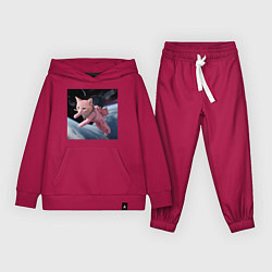 Костюм хлопковый детский Котик pink астронавт, цвет: маджента