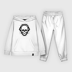 Костюм хлопковый детский Смеющийся череп, цвет: белый