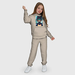 Костюм хлопковый детский Cool girl - cyberpunk - neural network, цвет: миндальный — фото 2