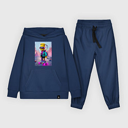 Костюм хлопковый детский Барт Симпсон на скейтборде - киберпанк, цвет: тёмно-синий