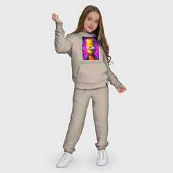 Костюм хлопковый детский Портрет Барта Симпсона - киберпанк, цвет: миндальный — фото 2