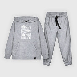 Костюм хлопковый детский Еда сон шахматы, цвет: меланж
