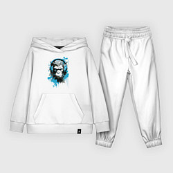 Костюм хлопковый детский Обезьяна меломан в наушниках, цвет: белый