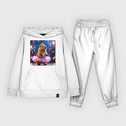 Детский костюм Мем капибара балерина в розовой юбочке и короне