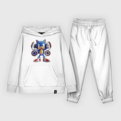 Костюм хлопковый детский Соник в наушниках, цвет: белый