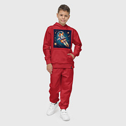Костюм хлопковый детский Реактивный корги в космосе, цвет: красный — фото 2