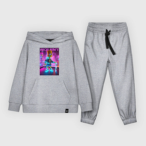 Детский костюм Neon Bart - with skateboard ai art fantasy / Меланж – фото 1