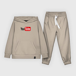 Костюм хлопковый детский You tube logo, цвет: миндальный