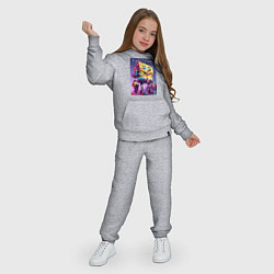 Костюм хлопковый детский Sponge Bob with a pistol - cyberpunk ai art, цвет: меланж — фото 2