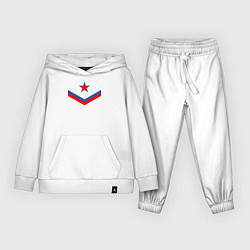 Костюм хлопковый детский Звезда и российский флаг, цвет: белый