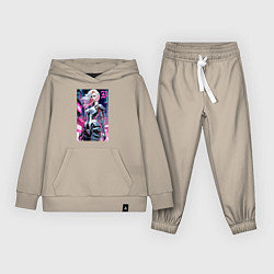 Костюм хлопковый детский Pretty Barbie blond - cyberpunk ai art, цвет: миндальный