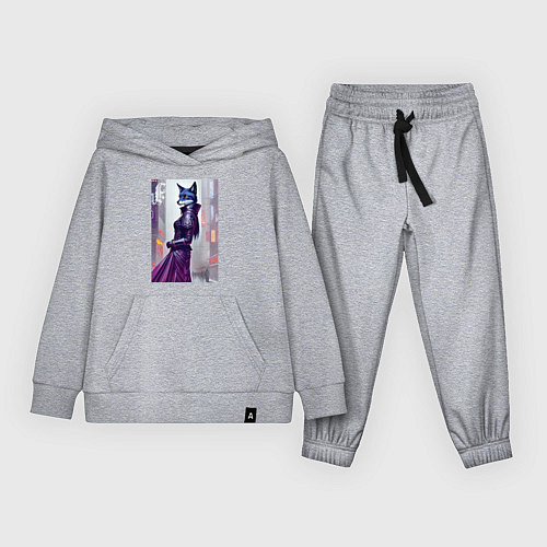 Детский костюм Чернобурая лиса модница - нейросеть / Меланж – фото 1