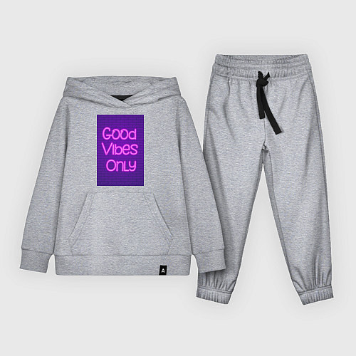 Детский костюм Неоновая надпись good vibes only и кирпичная стена / Меланж – фото 1
