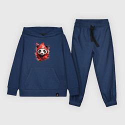 Костюм хлопковый детский Модная панда в красном капюшоне, цвет: тёмно-синий