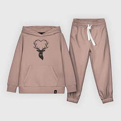 Костюм хлопковый детский Love deer, цвет: пыльно-розовый