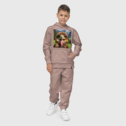 Костюм хлопковый детский Забавный орел с высунутым языком в горах, цвет: пыльно-розовый — фото 2