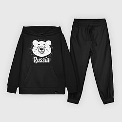 Костюм хлопковый детский Россия и медведь, цвет: черный