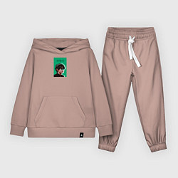 Костюм хлопковый детский Техен зеленый, цвет: пыльно-розовый